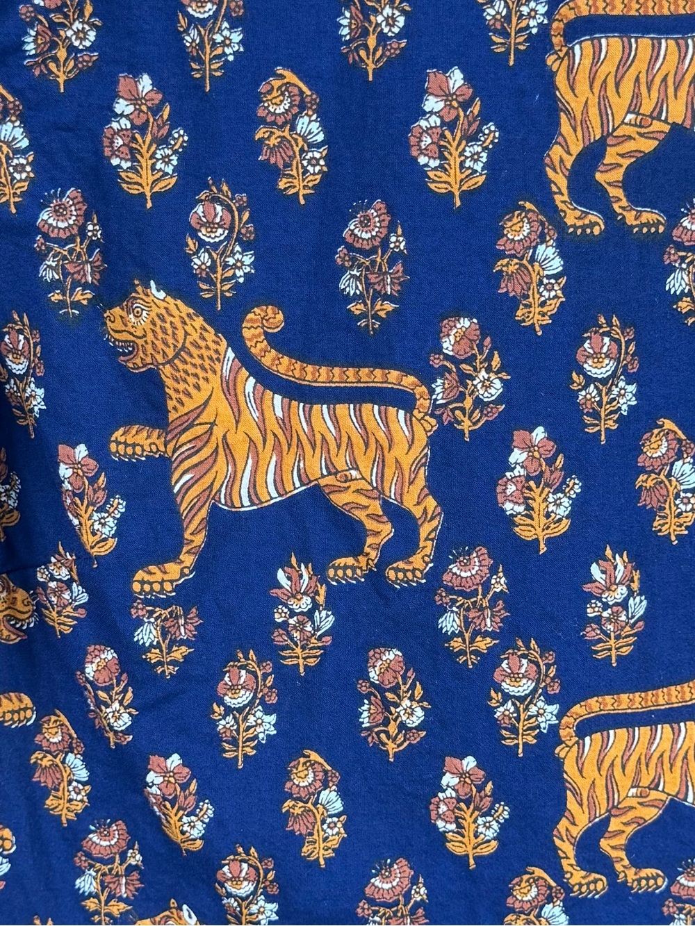 Pink City Prints Tiger Block Print Cotton Midi Dress Ruffle Neck India Size M - Picture 5 of 13